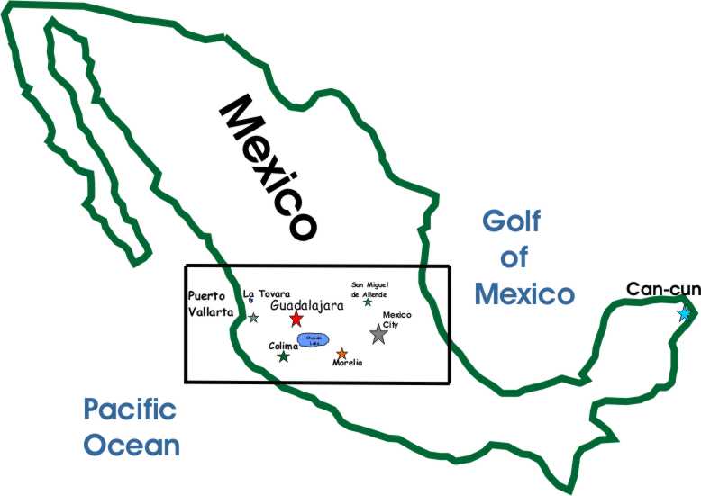 Mapa Guachimontones en Jalisco
